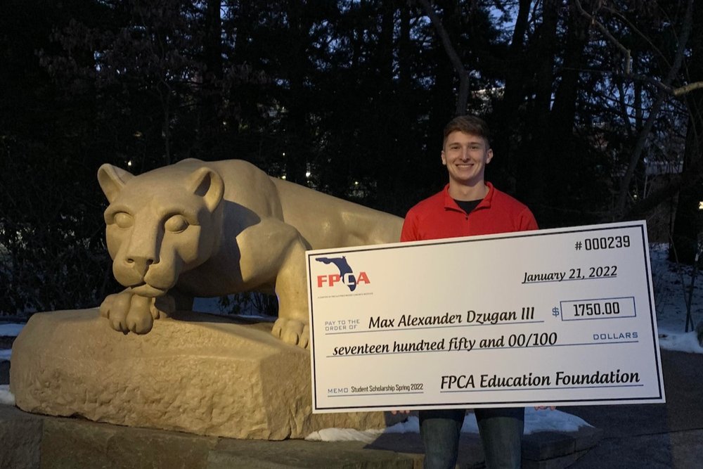 Max Dzugan one of the first recipients of the FPCA Education Foundation Scholarship.
